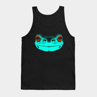 frog face / turquoise  / red eyes Tank Top